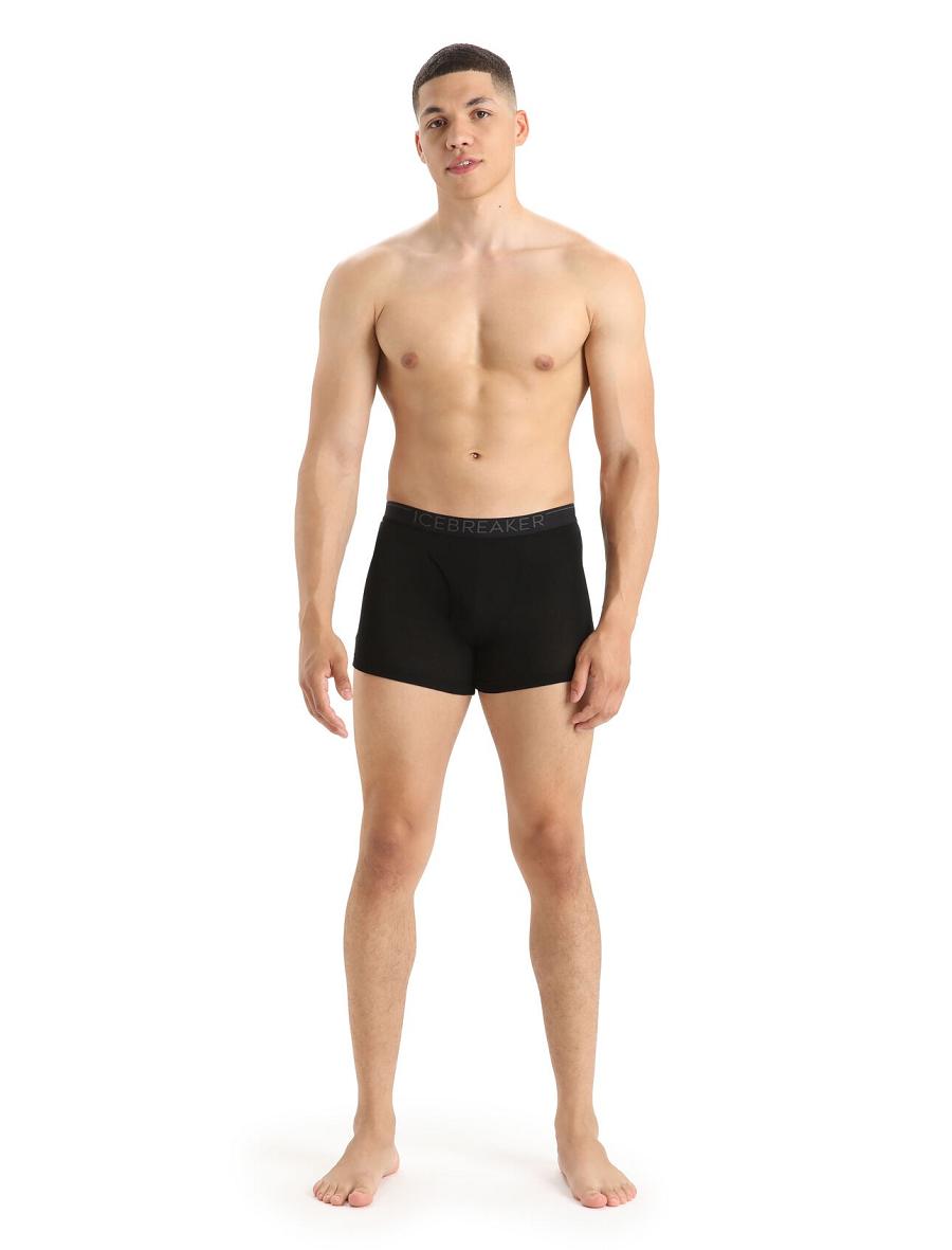 Men's Icebreaker Merino 175 Everyday Thermal Boxers With Fly Underwear Black | CA 1654MQZA